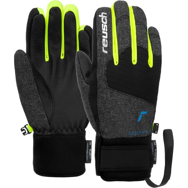 Coupon ⌛ Gants De Ski REUSCH SIMON R-TEX XT JR BLCK MEL/BLCK/SAFE YELLOW 23 Gris / Noir 🔥