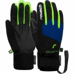 Remise 🤩 Gants De Ski REUSCH SIMON R-TEX XT JR BLCK/SURF THE WEB/NEON GREEN 23 Noir / Bleu ✨