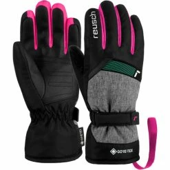 Nouveau 🌟 Gants De Ski REUSCH FLASH GORE-TEX JR BLACK/BLACK MEL/PINK GLO 23 Gris / Noir ⭐
