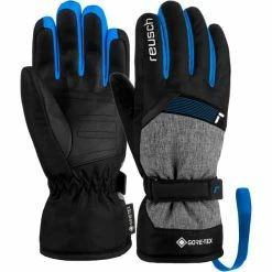 Meilleure vente ❤️ Gants De Ski REUSCH FLASH GORE-TEX JR BLCK/BLCK MEL/BRILL BLUE 23 Gris / Noir 🎁