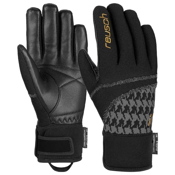 Nouveau đ„° Gants De Ski REUSCH RE:KNIT VICTORIA R-TEX XT BLACK GOLD 22 Noir / Jaune / Gris â â Image 3