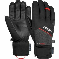 Promo 🥰 Gants De Ski REUSCH LUKE R-TEX XT BLCK/BLCK MELANG/FIRE RED 21 Noir / Gris 🎁