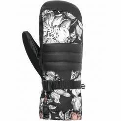 Coupon 🎉 Moufles PICTURE ANNA MITTS PEONIES BLACK 21 Noir / Blanc / Rose 😉